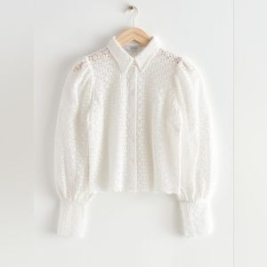 NWT & Other Stories Scalloped Lace Blouse